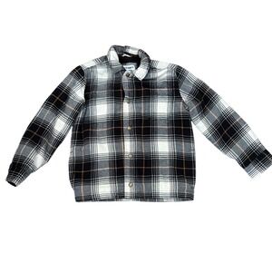 Old Navy Boys Plaid Sherpa Lined Flannel Shirt Jacket Size L 10 12